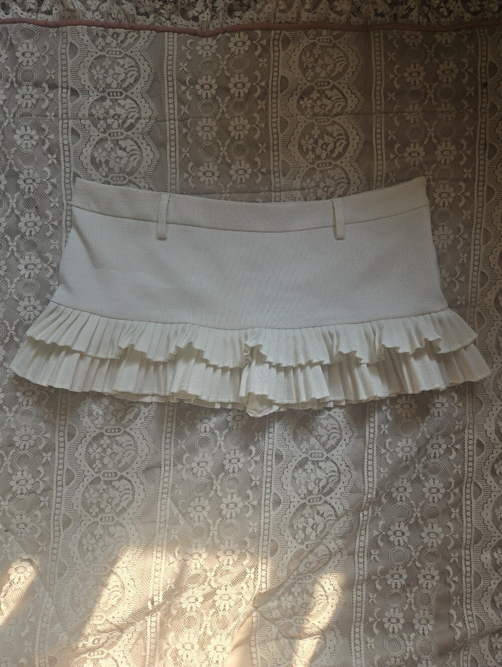 Lioness Match Point Double Ruffle Mini Skort - Porcelain / Cream - Size L